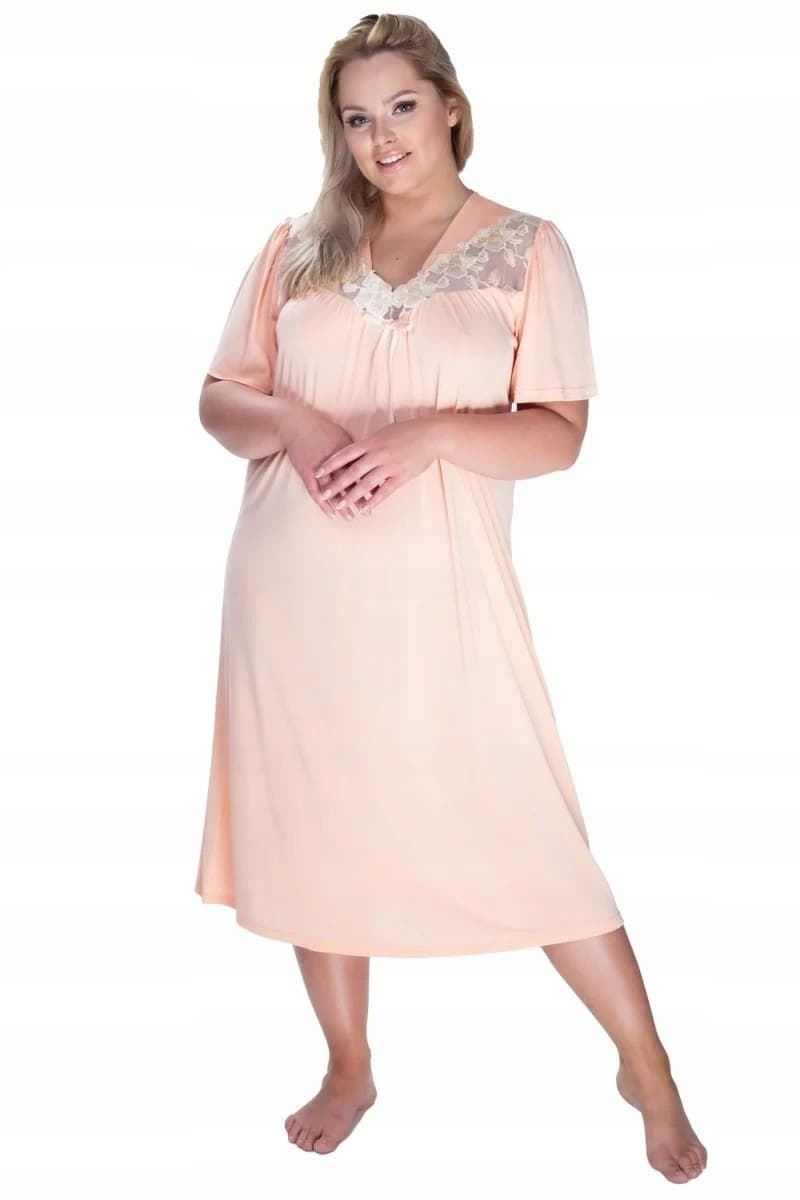 Koszula nocna z krótkim rękawem morelowa rozmiar 40/42