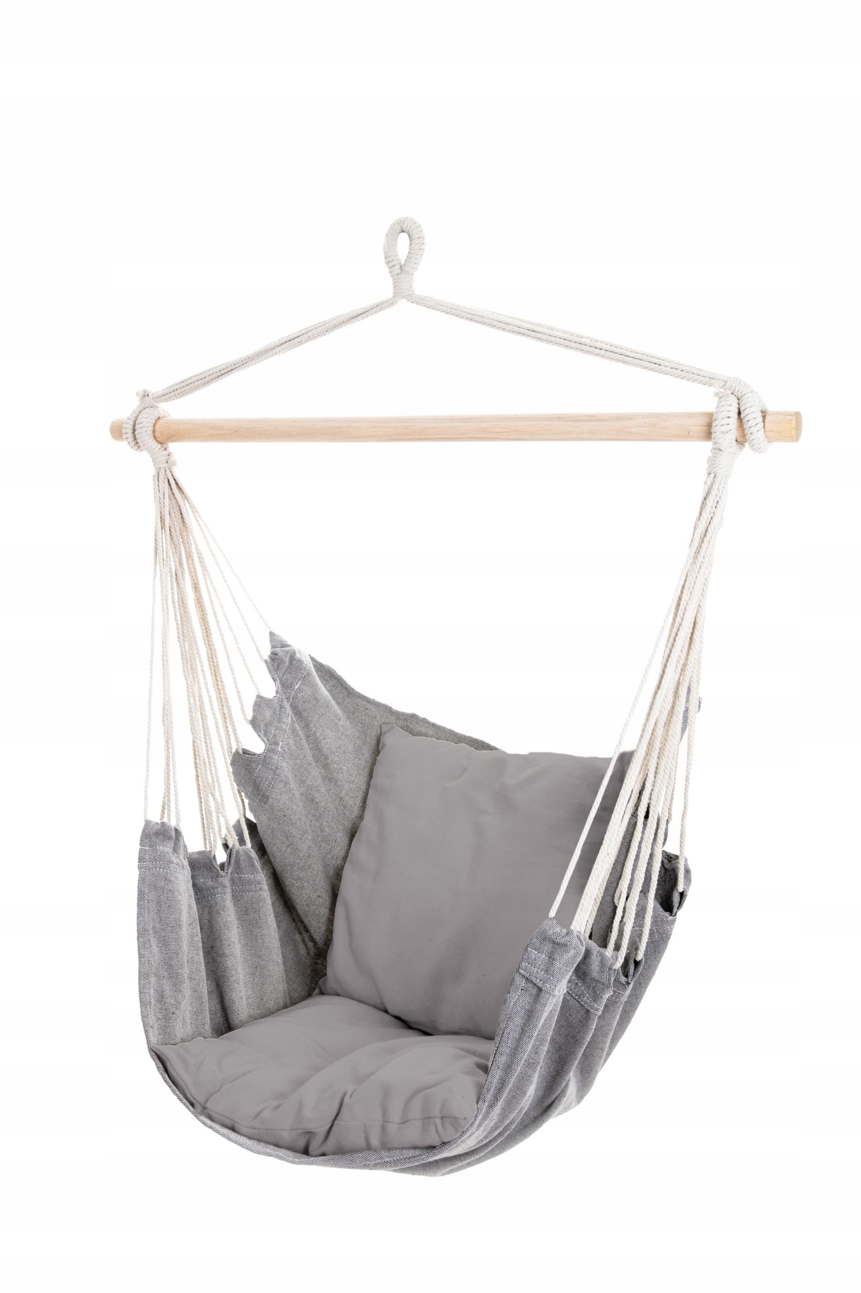 Krzesło brazylijskie boho z poduszką popielate