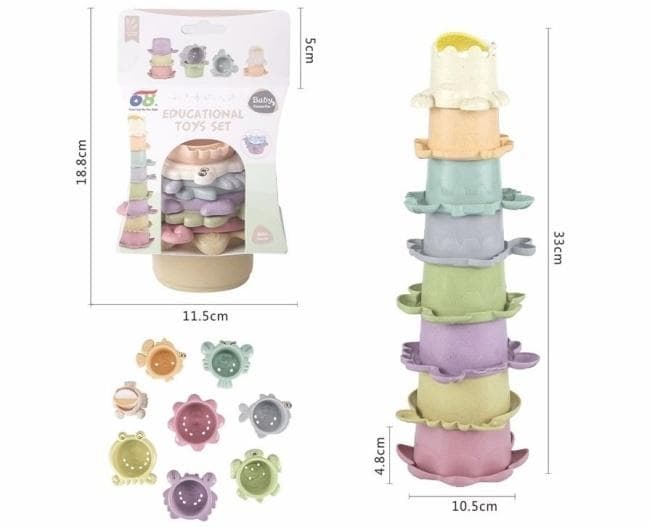 Zestaw edukacyjnych kubeczków piramida do kąpieli dla dzieci