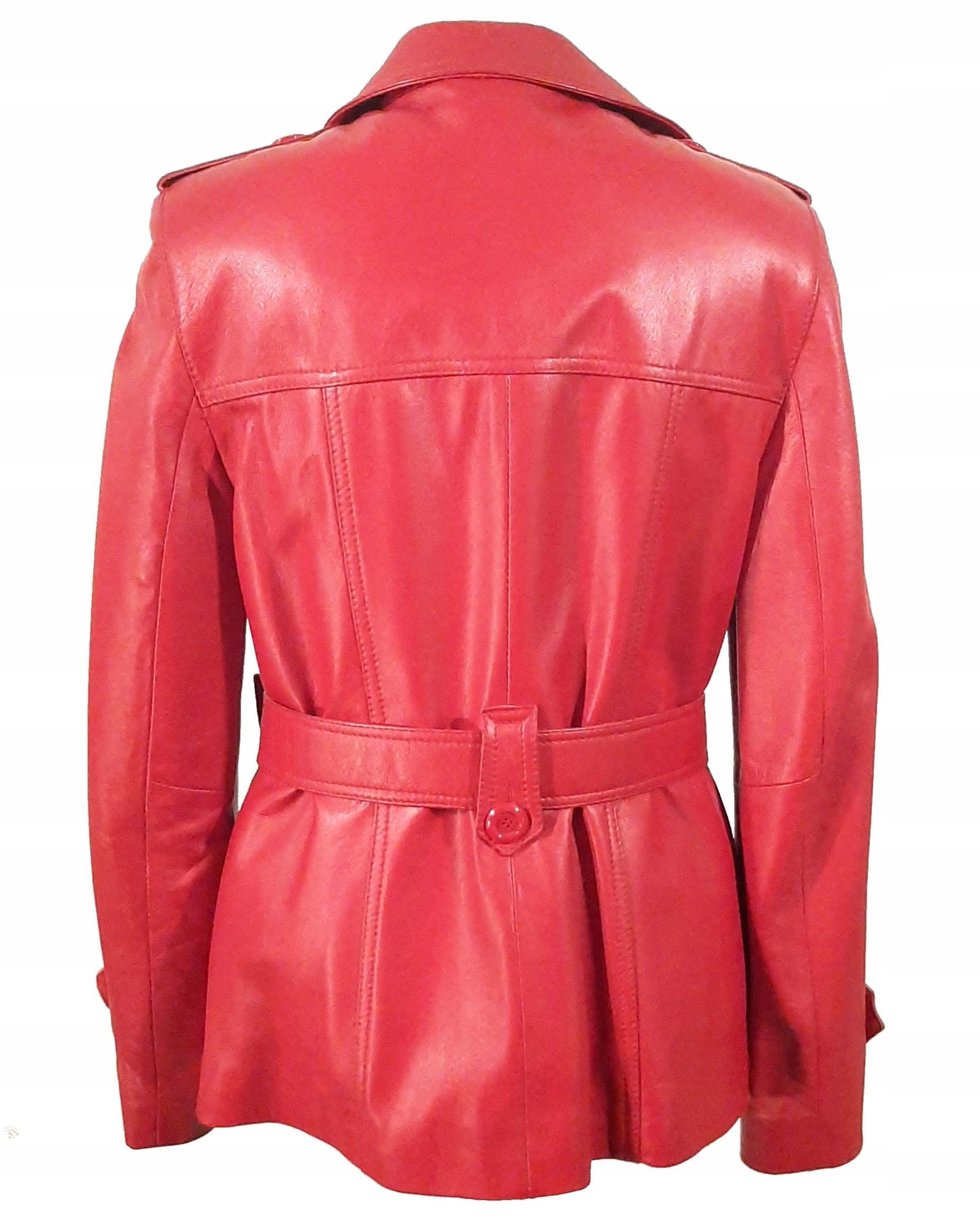 Kurtka damska skórzana czerwona rozmiar 38