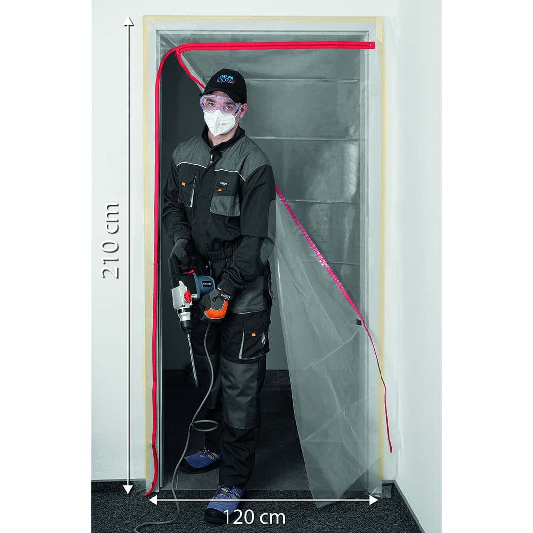 Kurtyna przeciwpyłowa z zamkiem błyskawicznym "L" PE 1230 x 2240 mm