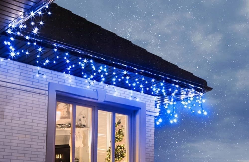 Kurtyna świetlna LED 100 niebieskich diod migających