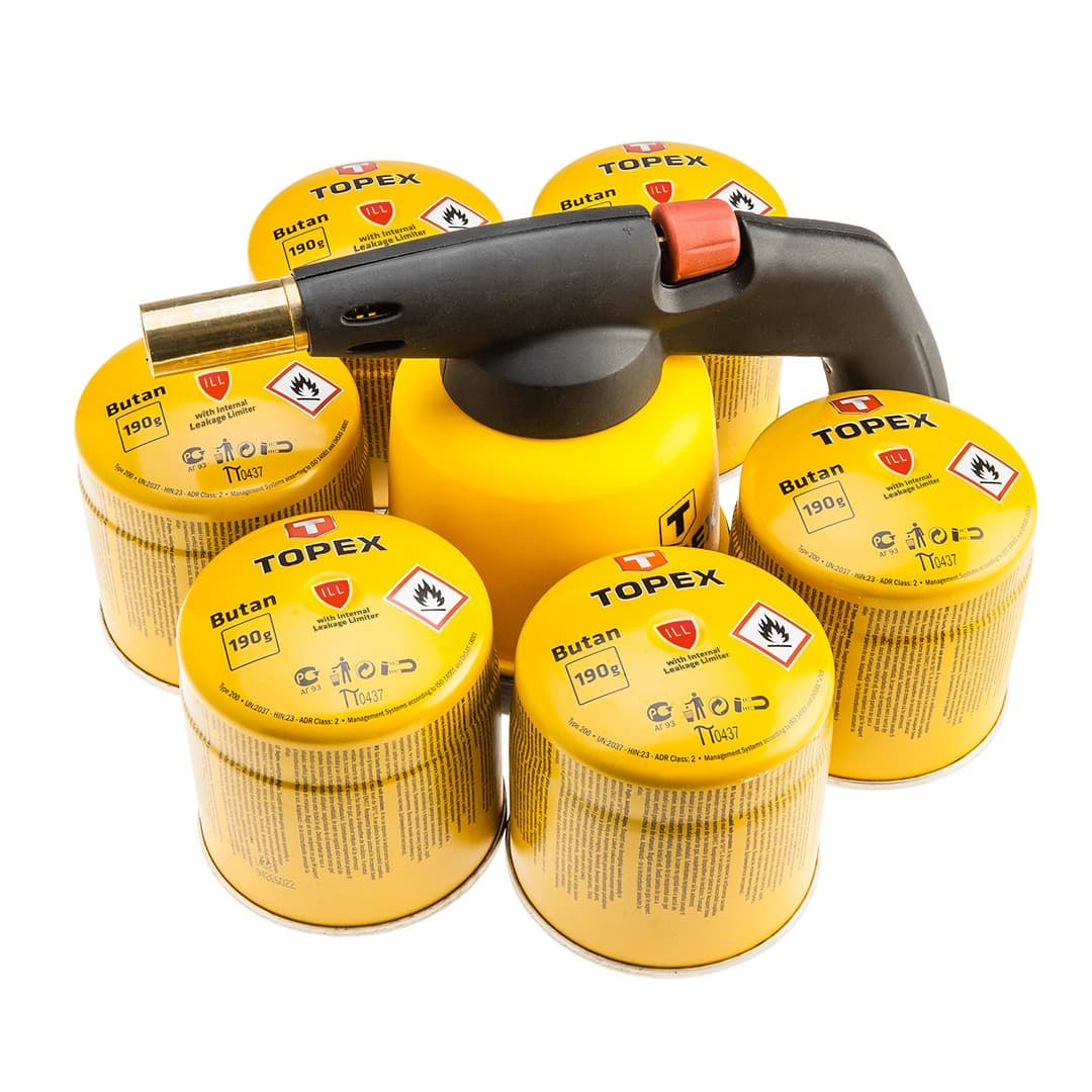 Lampa lutownicza gazowa z 6 nabojami butanowymi