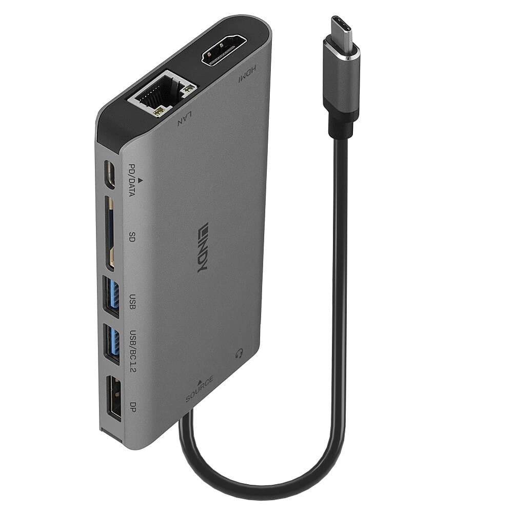 Lindy stacja dokująca USB-C 3.2 Gen 1 (3.1 Gen 1) przewodowa czarno-szara