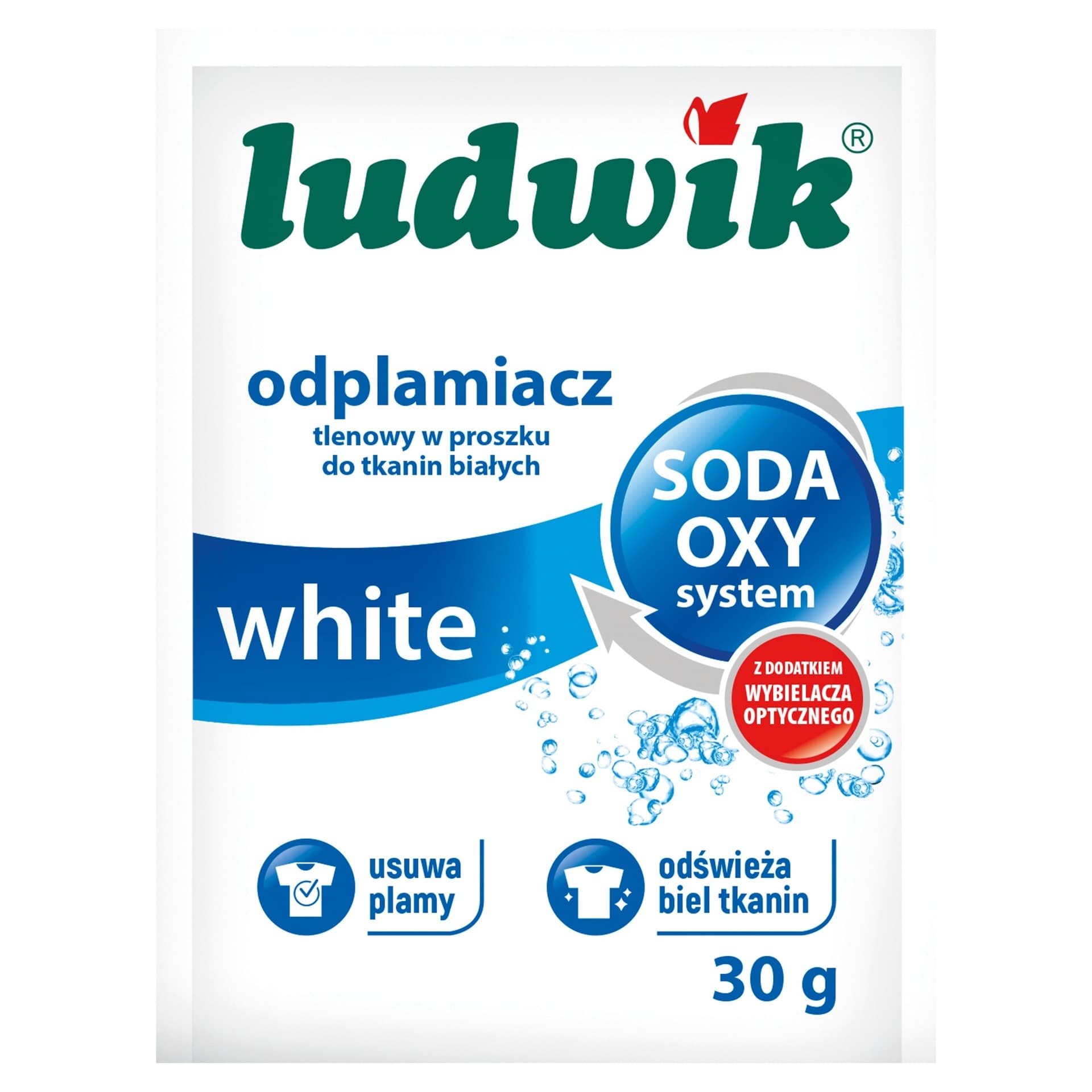Ludwik tlenowy odplamiacz w proszku do białych tkanin 30 g