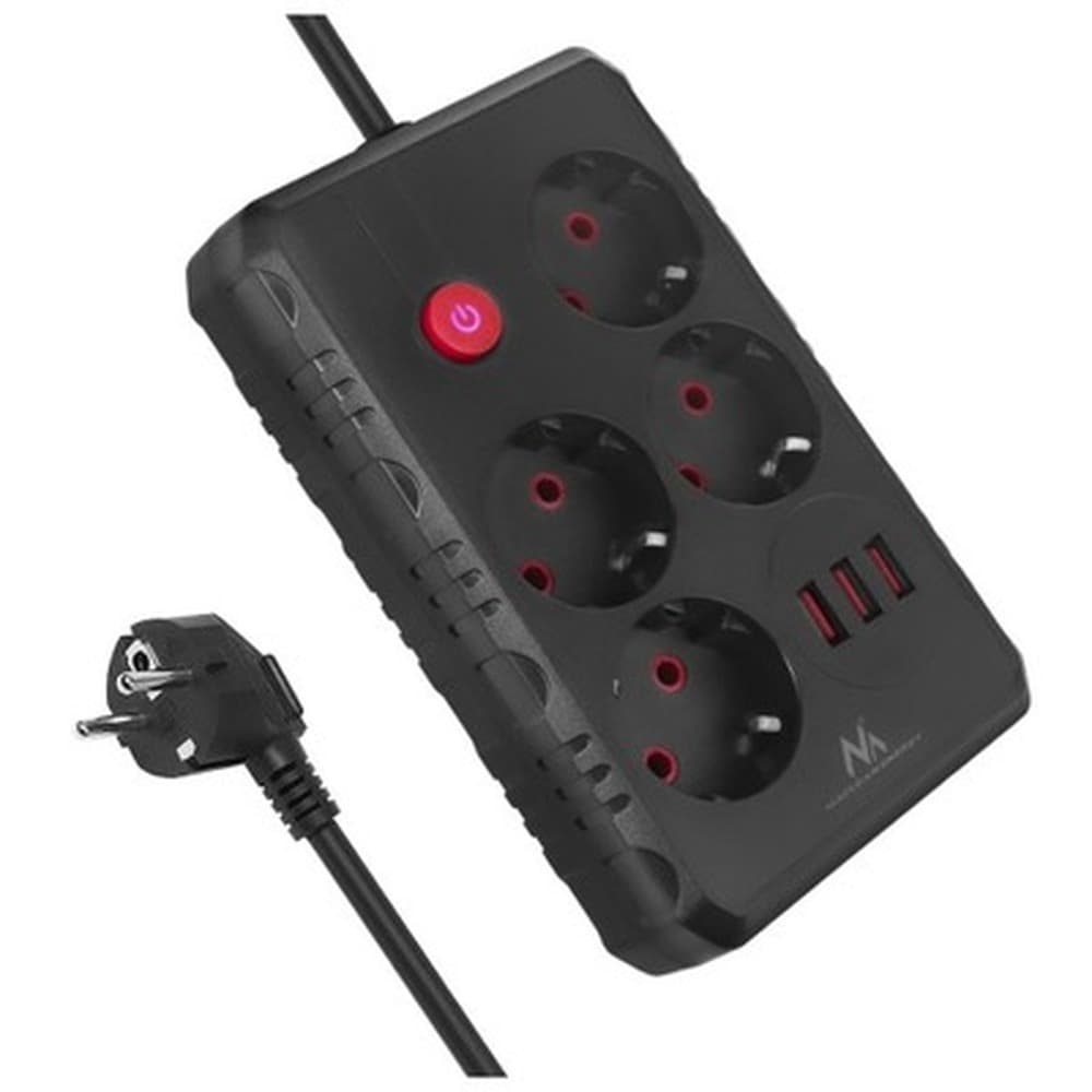 Maclean listwa zasilająca 4 gniazda + 3xUSB 2500W 1.5m biała