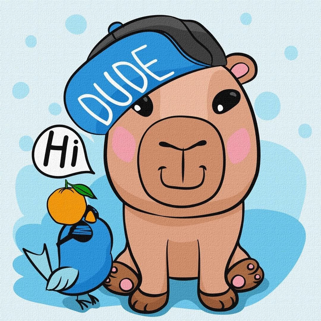 Obraz do malowania po numerach Kapibara w czapce dla dzieci