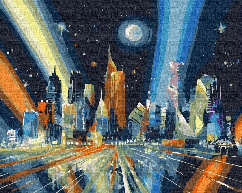 Malowanie po numerach Promienie Metropolii 40x50 cm