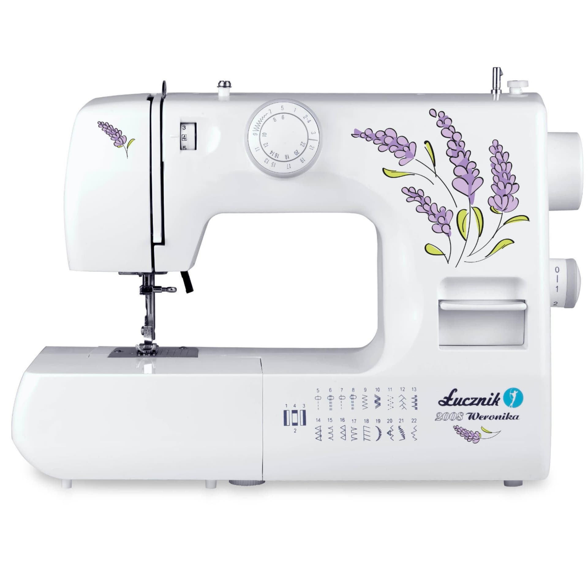 Maszyna do szycia ŁUCZNIK Weronika 2008 - mechaniczna, 22 programy, biała