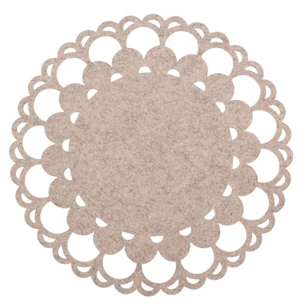 Mata stołowa beżowa z filcu, okrągła, średnica 38 cm