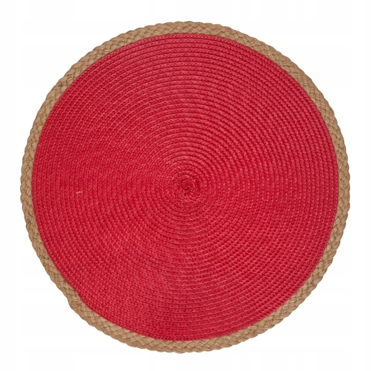 Mata tekstylna okrągła czerwona dekoracyjna 38 cm