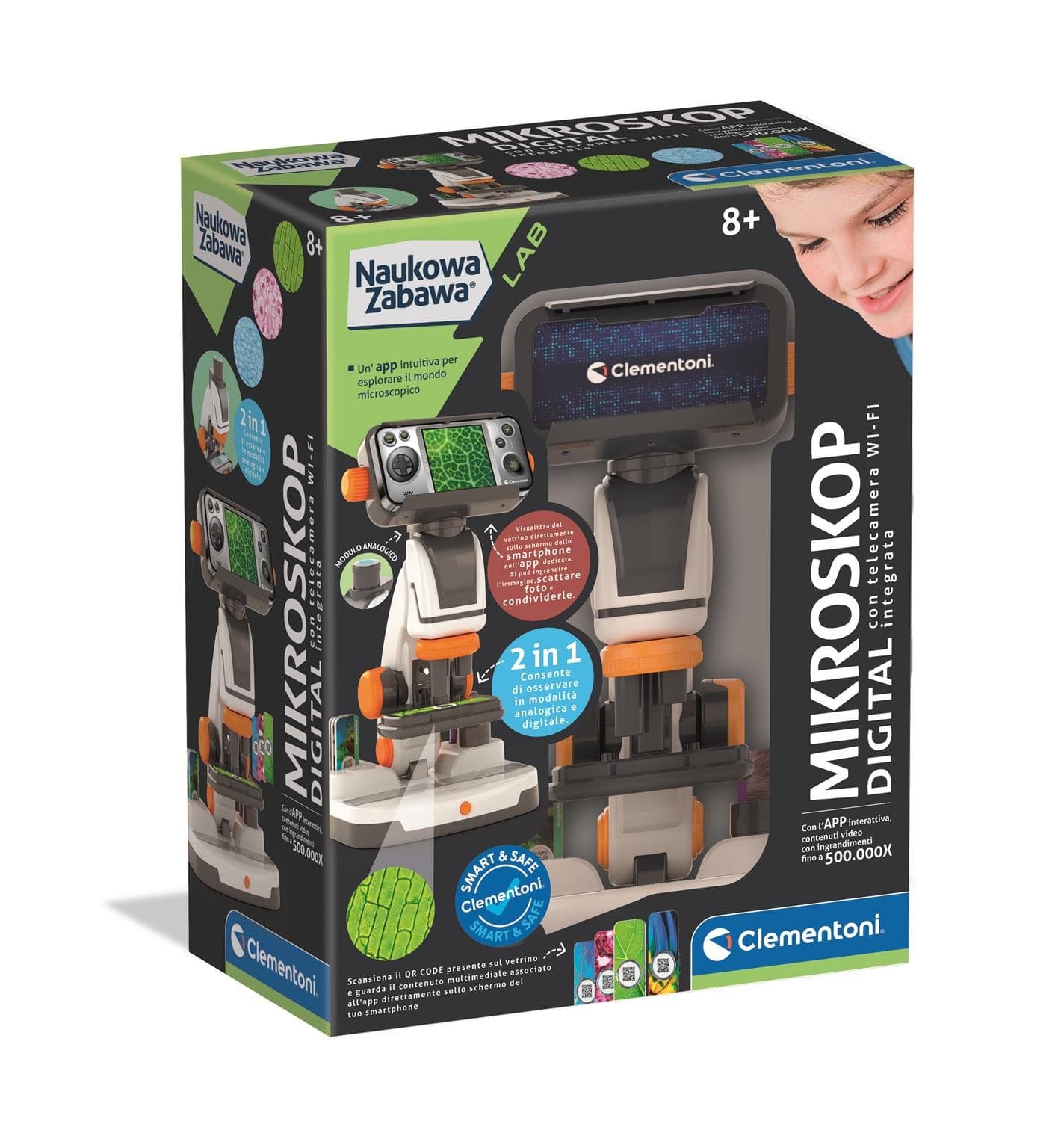 Mikroskop cyfrowy 2w1 z trybem cyfrowym i analogowym