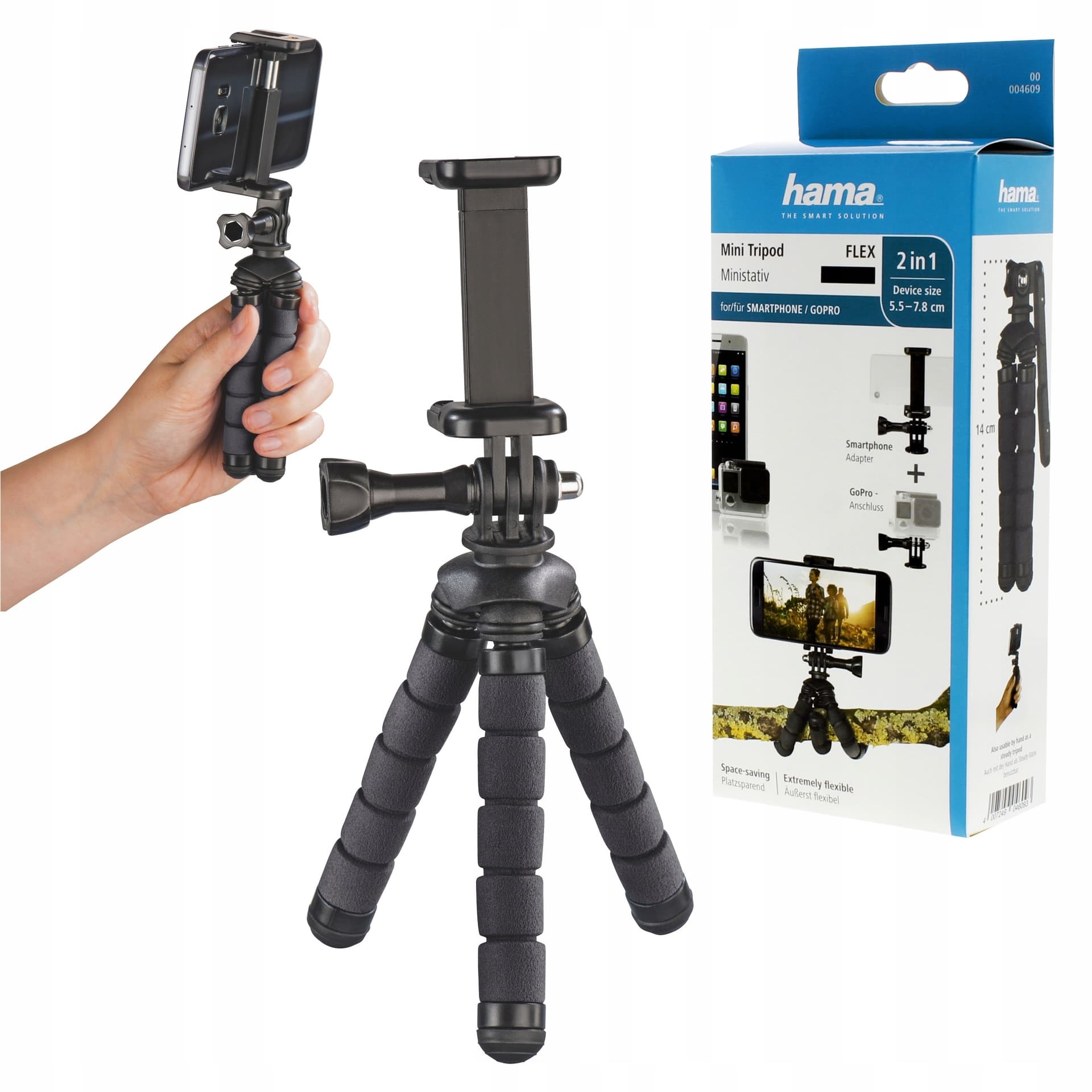 Mini statyw elastyczny 14 cm czarny