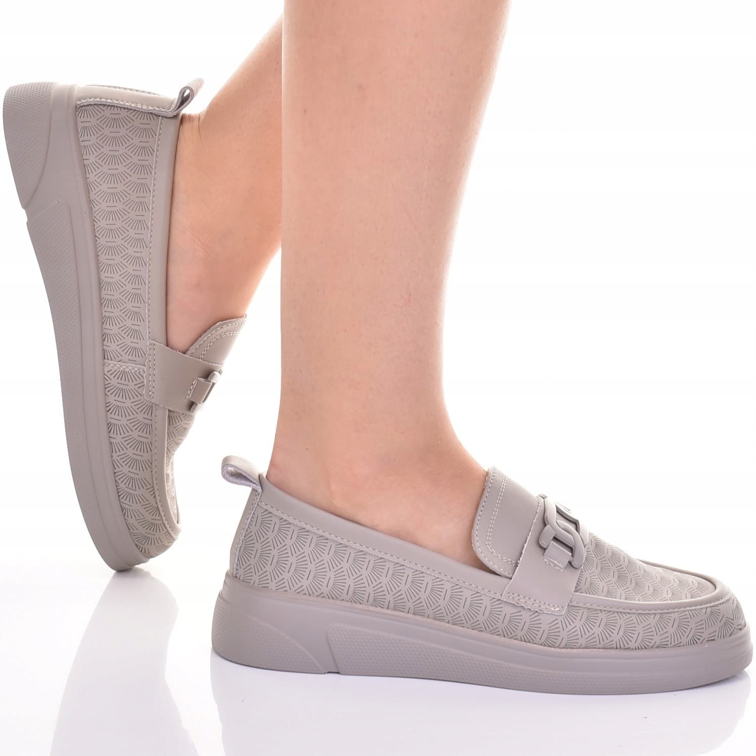 Mokasyny damskie Ara skórzane komfortowe szare