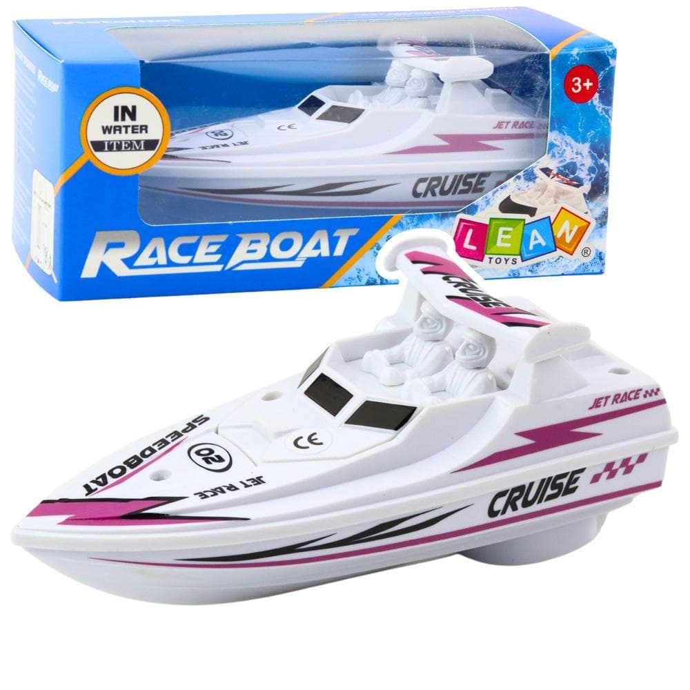 Motorówka dla dzieci biała z fioletowo-czarnym wzorem 16 cm