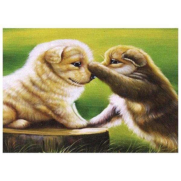 Mozaika diamentowa 5D - Obraz z psami 40x30 cm