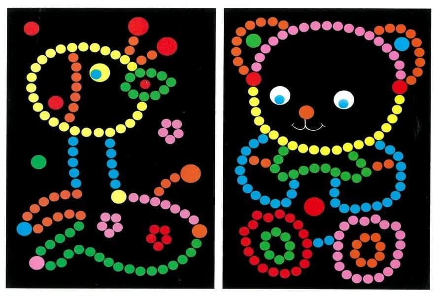 Mozaika papierowa kropki zestaw kreatywny 6 sztuk różne motywy