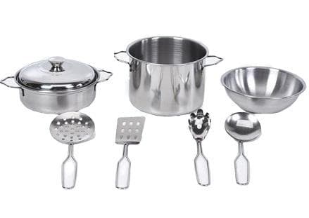 Metalowe naczynia kuchenne dla dzieci 8 elementów