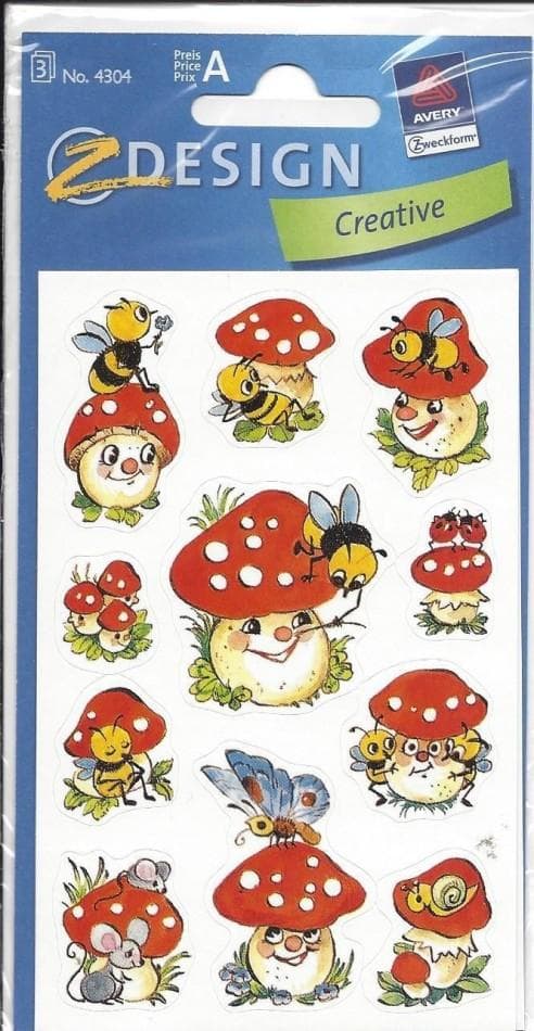 Naklejki papierowe w kształcie muchomorów