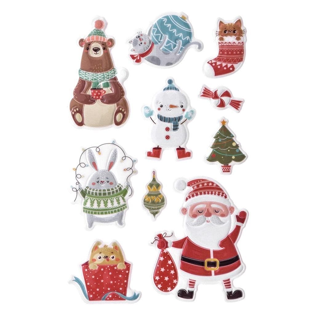 Naklejki puffy zimowe słodziaki 10 sztuk