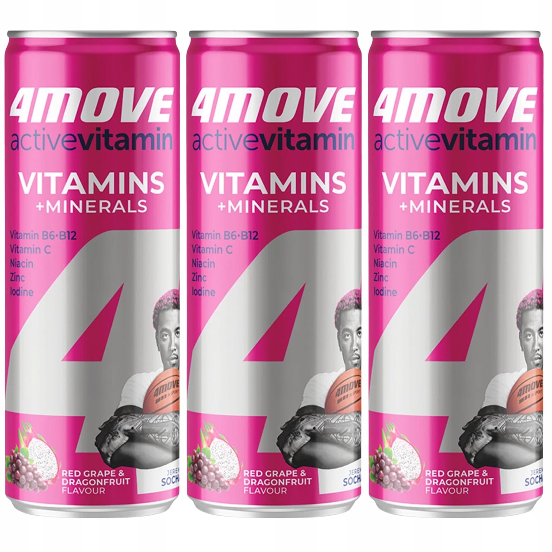 Napój gazowany 4MOVE o smaku maliny i smoczego owocu 330 ml