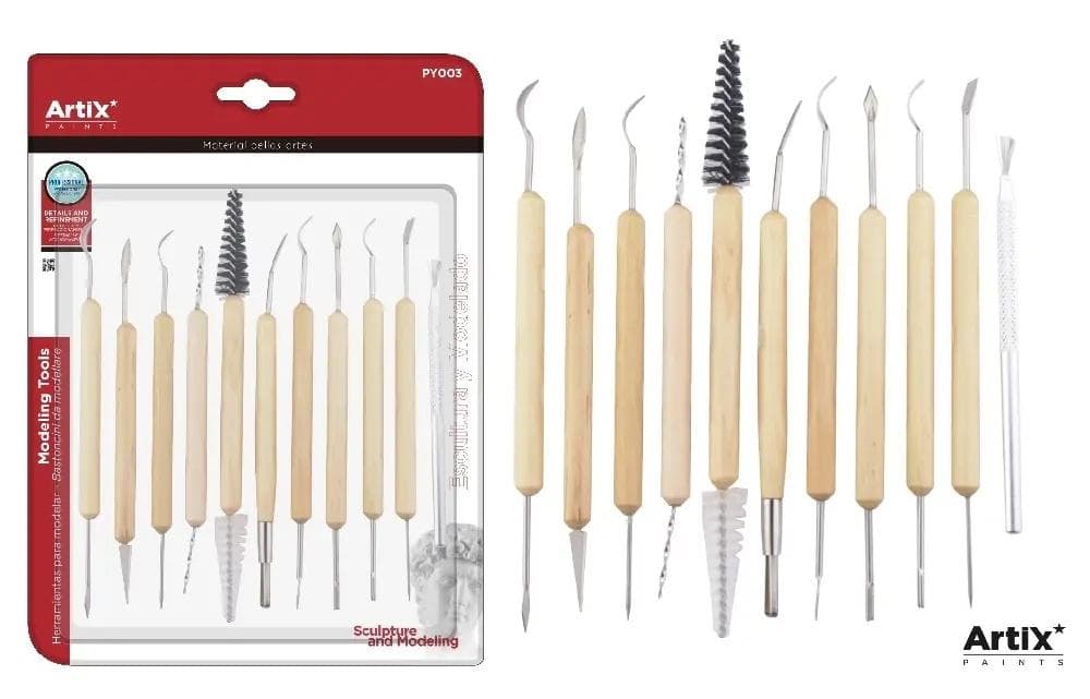 Metalowe narzędzia do rzeźbienia z drewnianą rączką 11 sztuk