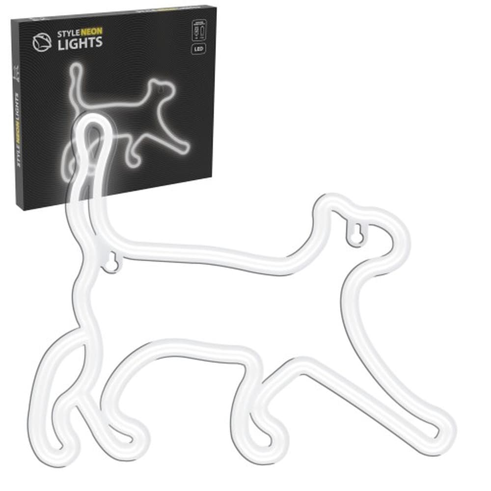 Neon LED biały kot Manta