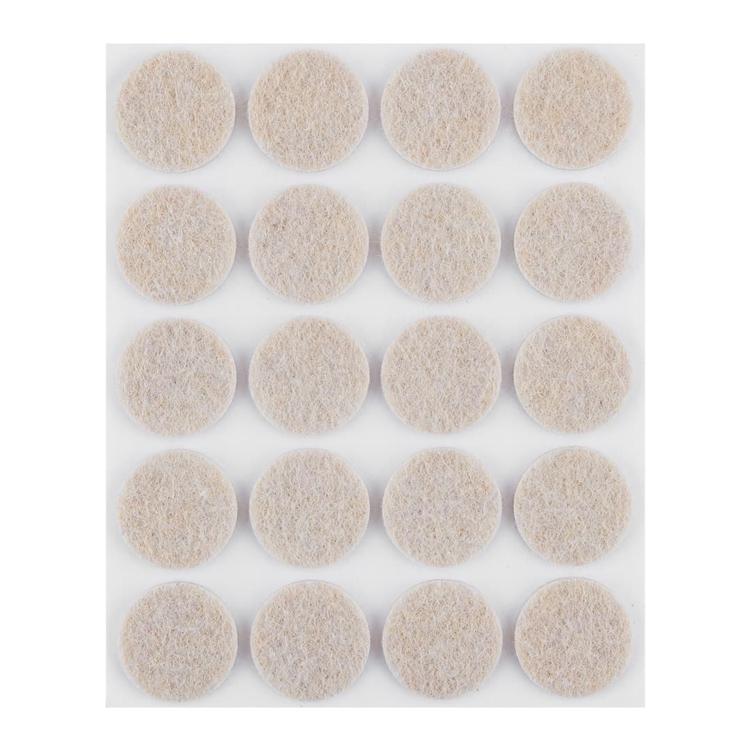 Okrągłe podkładki filcowe samoprzylepne, jasnobrązowe, 20 mm, 20 sztuk