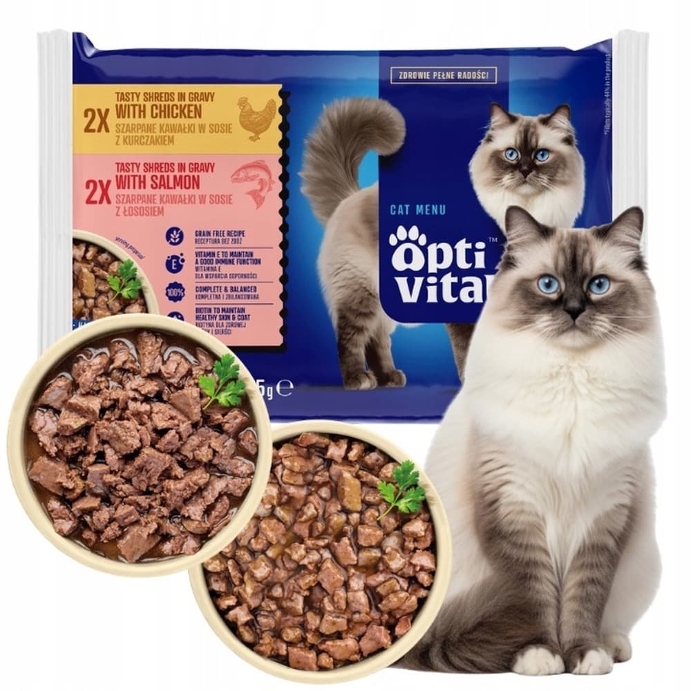 OptiVital szarpane kawałki dla kota z wołowiną w sosie 85g