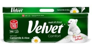 Papier toaletowy Velvet Care 3-warstwowy Rumianek i Aloes 10 sztuk