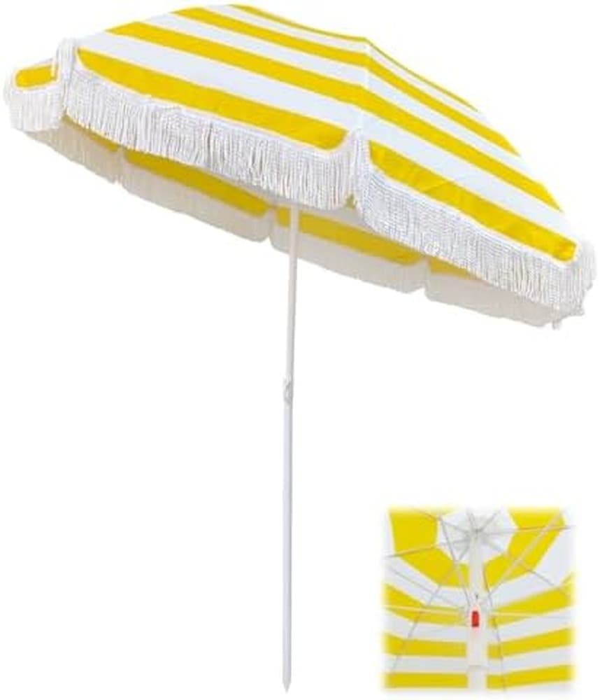 Parasol plażowy z żółtymi paskami 178 cm Comfort Living