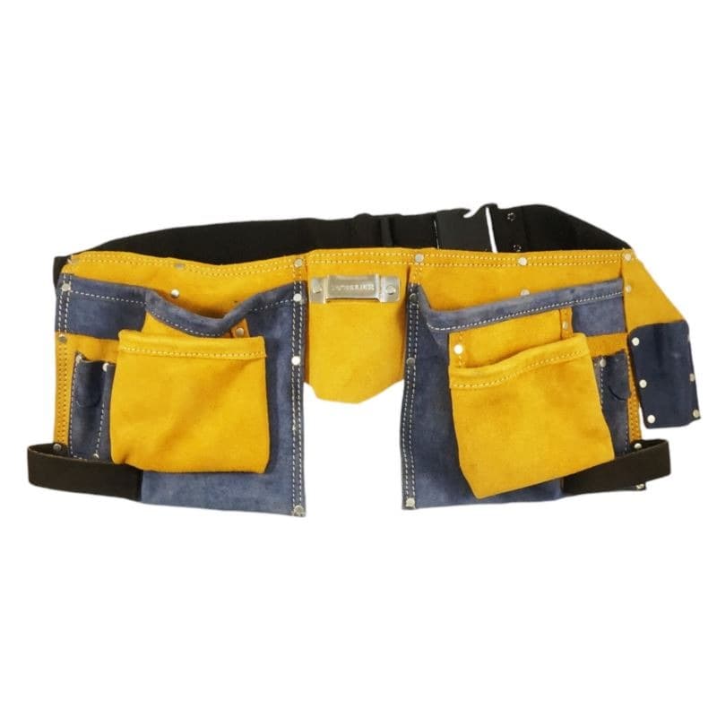 Pas narzędziowy monterski skórzany z 10 kieszeniami i 3 uchwytami