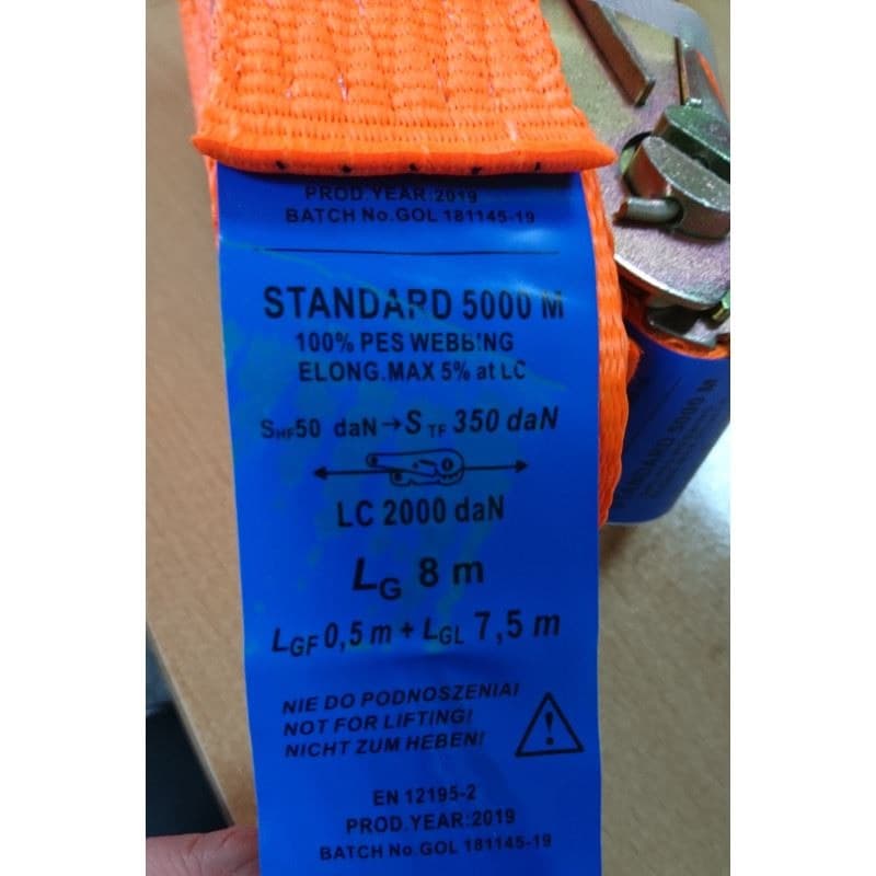 Pas transportowy z napinaczem do przewozu ładunków 6 m