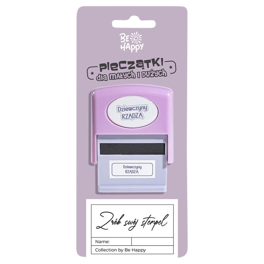Pieczątka z napisem Dziewczyny Rządzą Be Happy