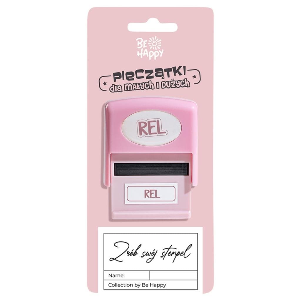 Pieczątka z napisem Be Happy - Radosny dodatek