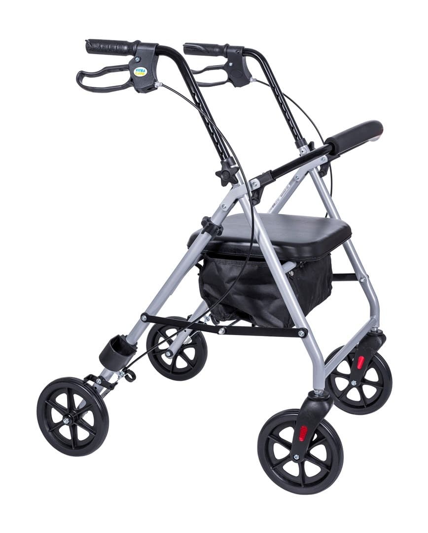 Aluminiowa podpórka czterokołowa ułatwiająca chodzenie z regulacją wysokości