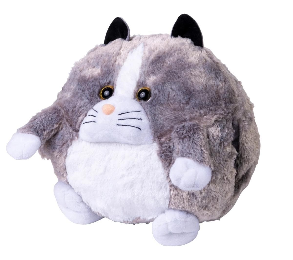 Poduszka kot i pluszowy ogrzewacz do dłoni szary