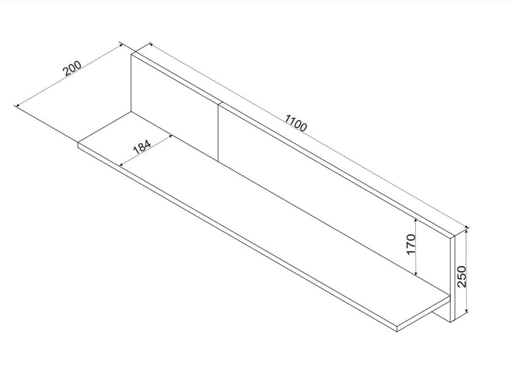 Półka ścienna wisząca MERCI 110 x 20 x 25 cm czarno-dąbowa