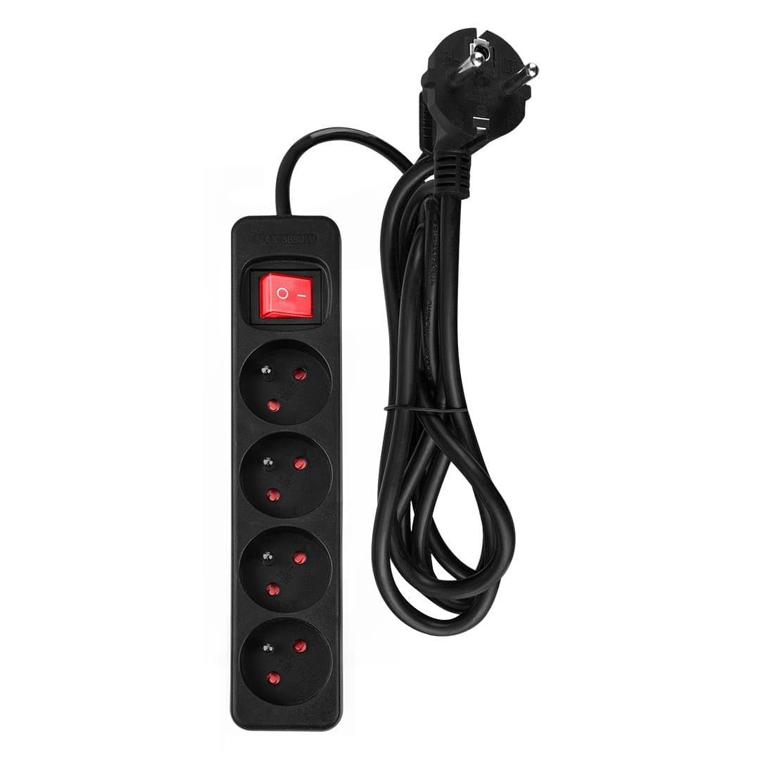 Przedłużacz listwowy 1.5 m 4 gniazda z wyłącznikiem