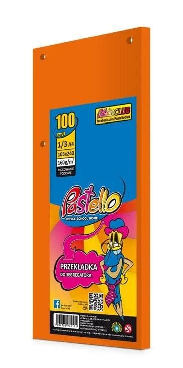 Przekładki kartonowe do segregatora 1/3 A4 pomarańczowe 100 sztuk