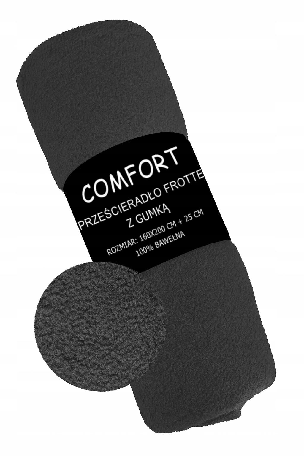 Prześcieradło frotte z gumką 160x200 cm grafitowe