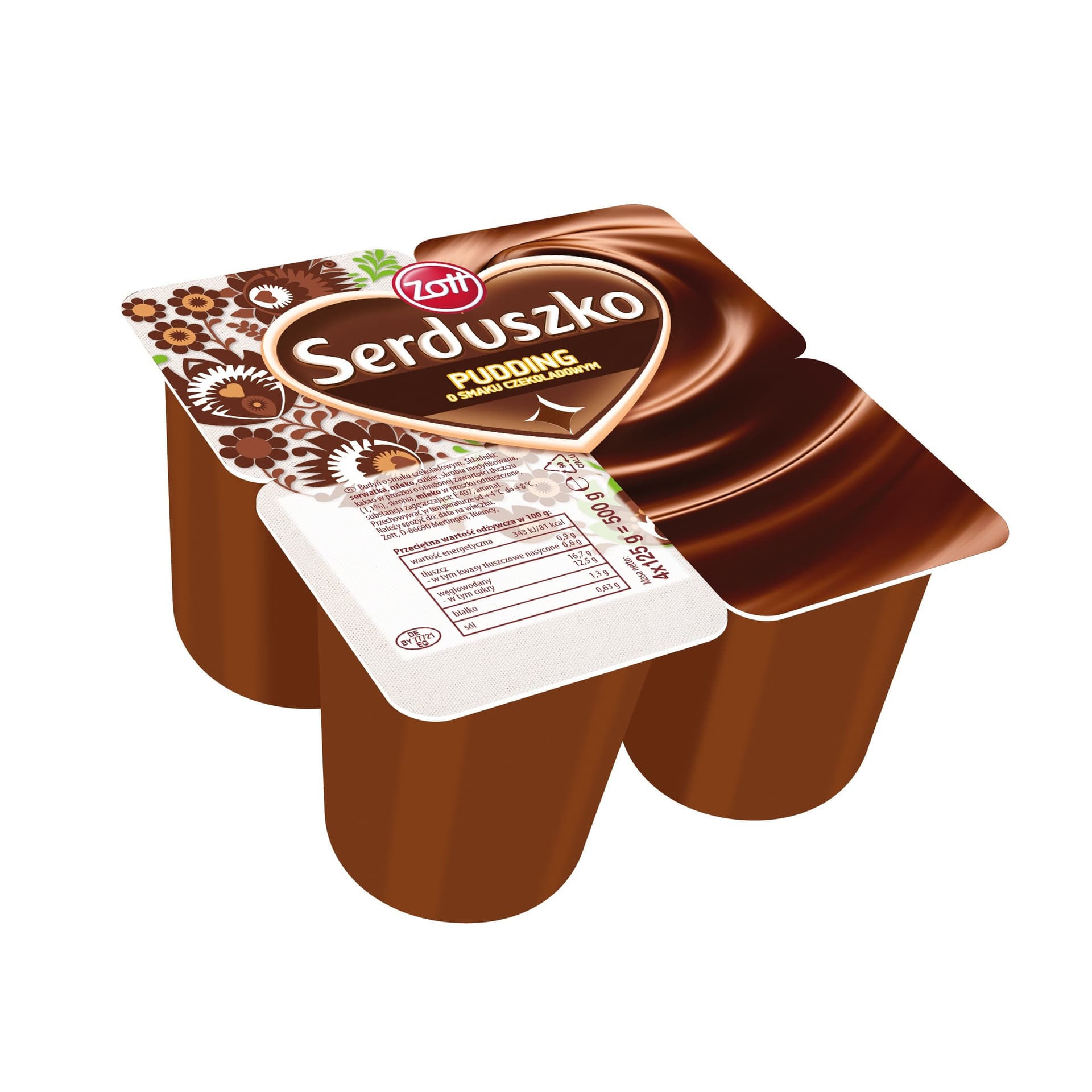 Pudding czekoladowy Zott Serduszko 4 x 125 g