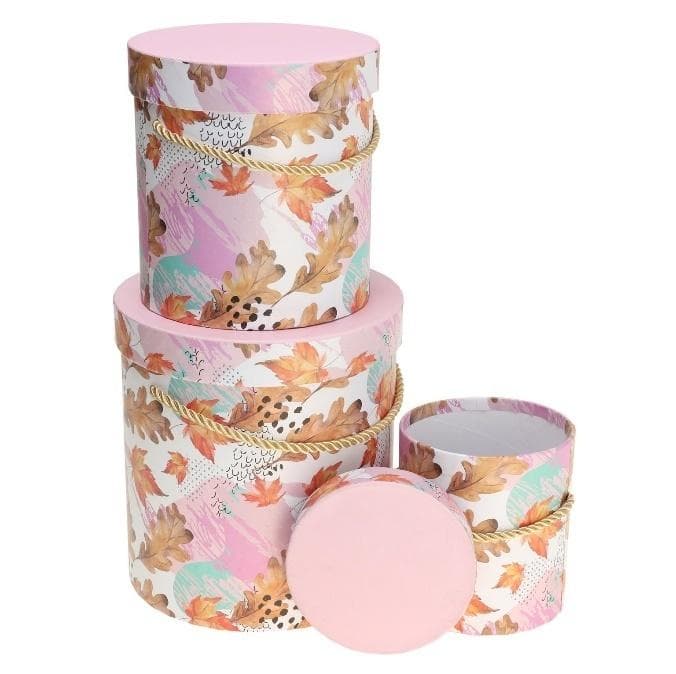 Pudełka dekoracyjne Flower Box różowe 3 szt.