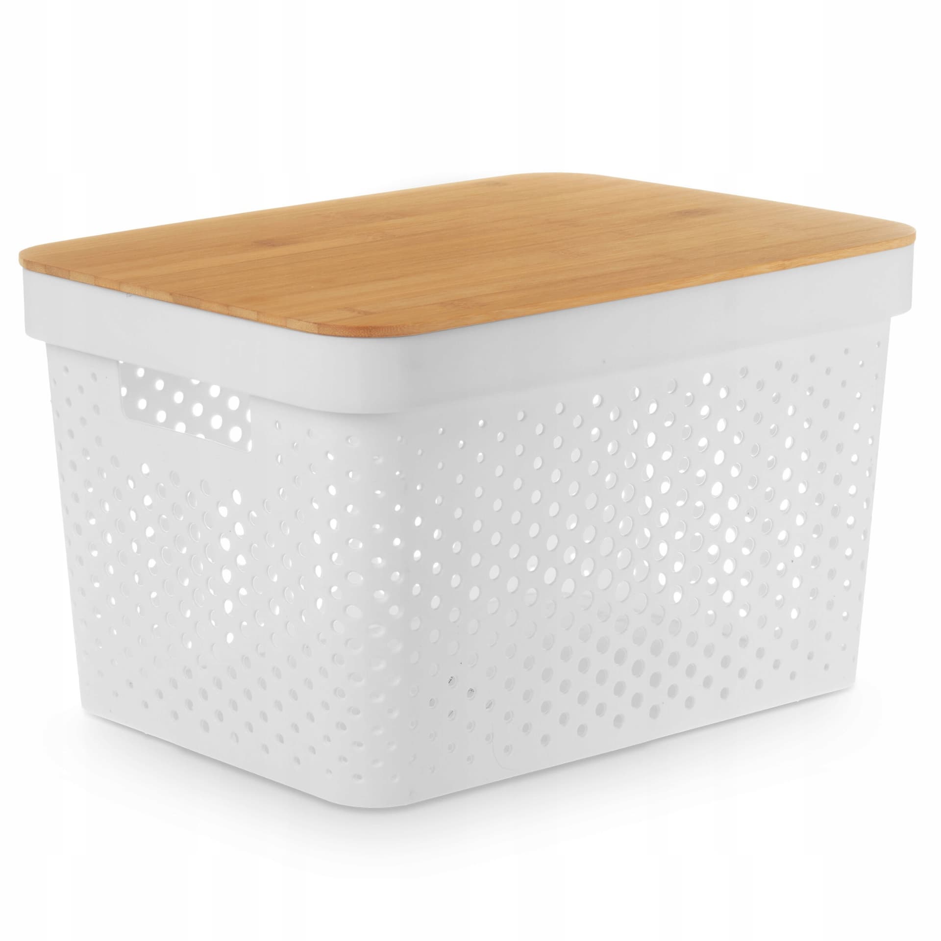 Pudełko z pokrywką 36 x 26 cm wykończone sztruksem beżowym