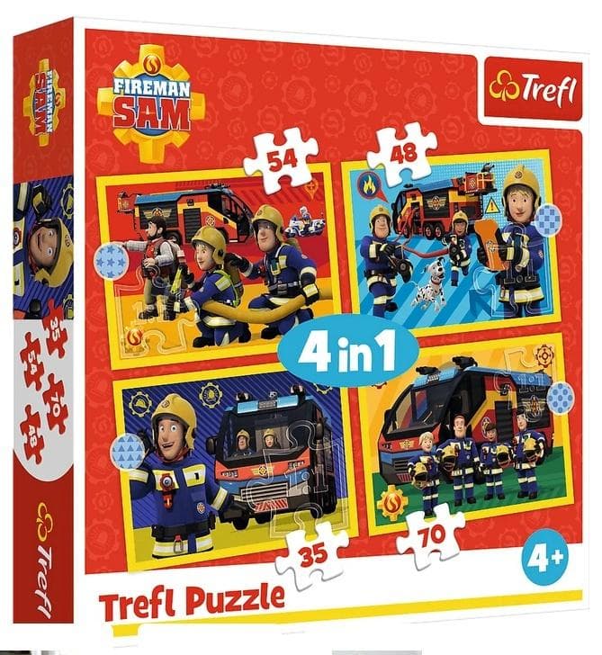 Puzzle 4w1 Strażak Sam na sygnale Trefl