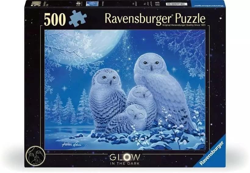 Puzzle 500 elementów świecące w ciemności - Sowy