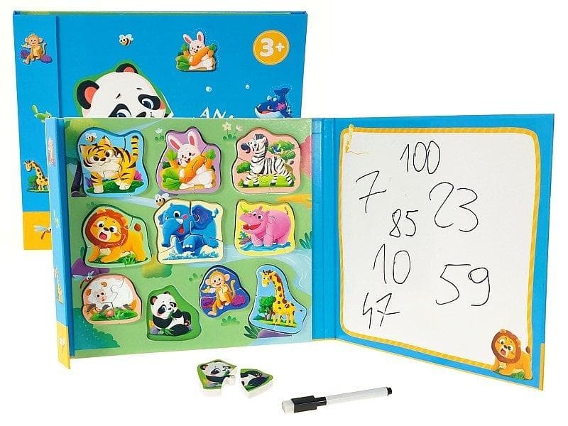 Puzzle i tablica suchościeralna z długopisem do nauki i zabawy