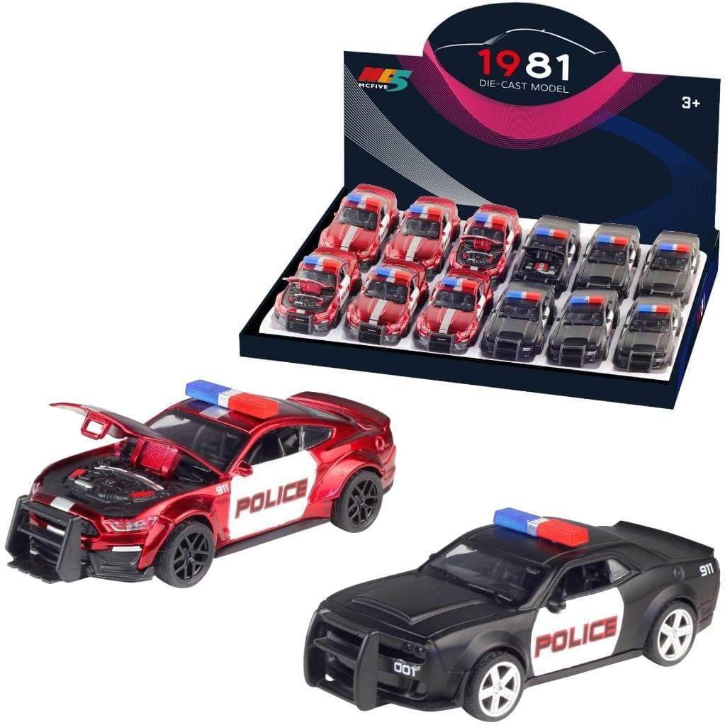 Metalowy radiowóz policyjny z otwieraną maską MIX kolorów