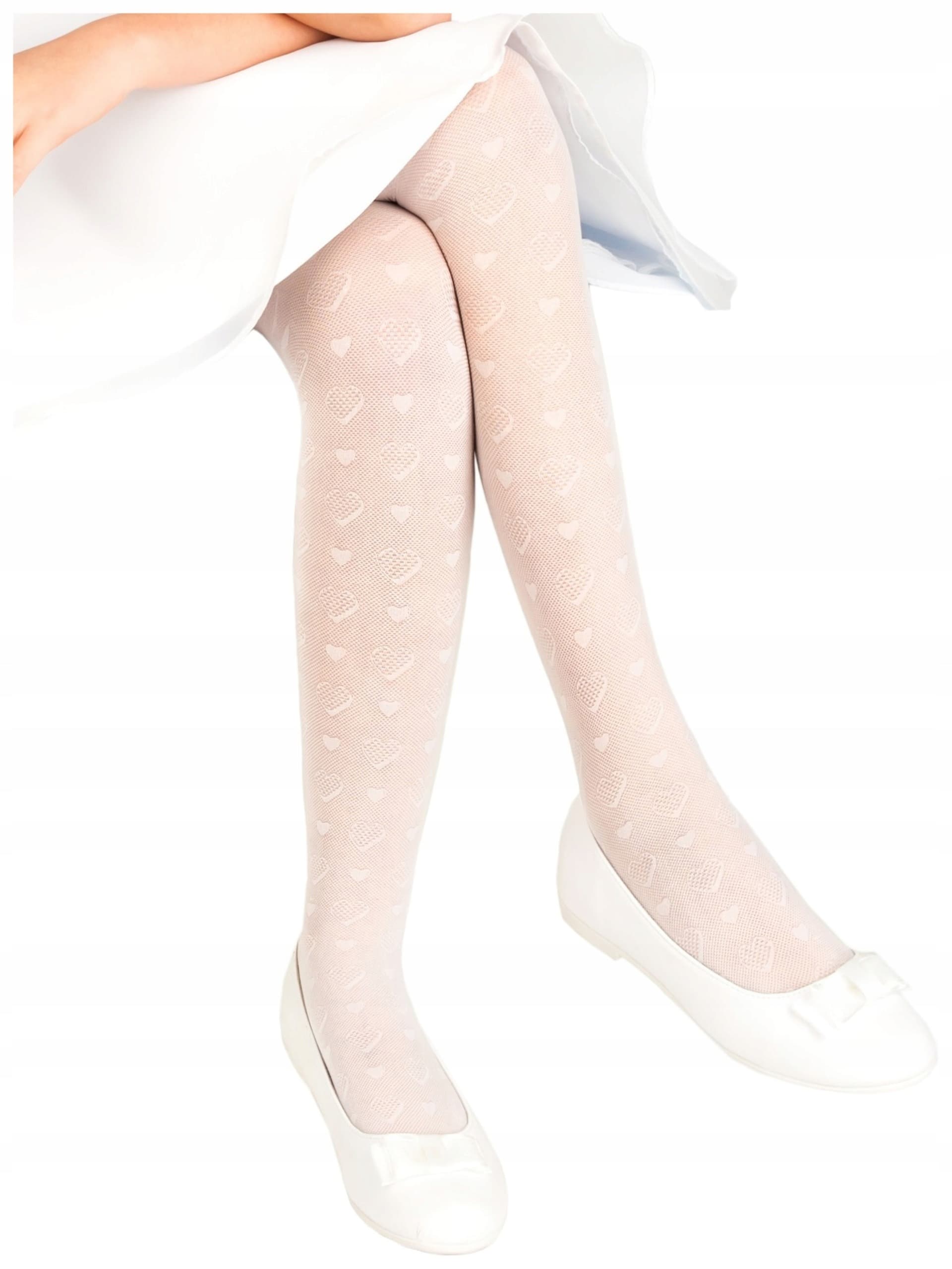 Rajstopy dziecięce wzorzyste białe rozmiar 152/158