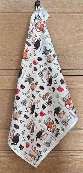 Ręcznik kuchenny bawełniany z motywem kotów 45 x 65 cm